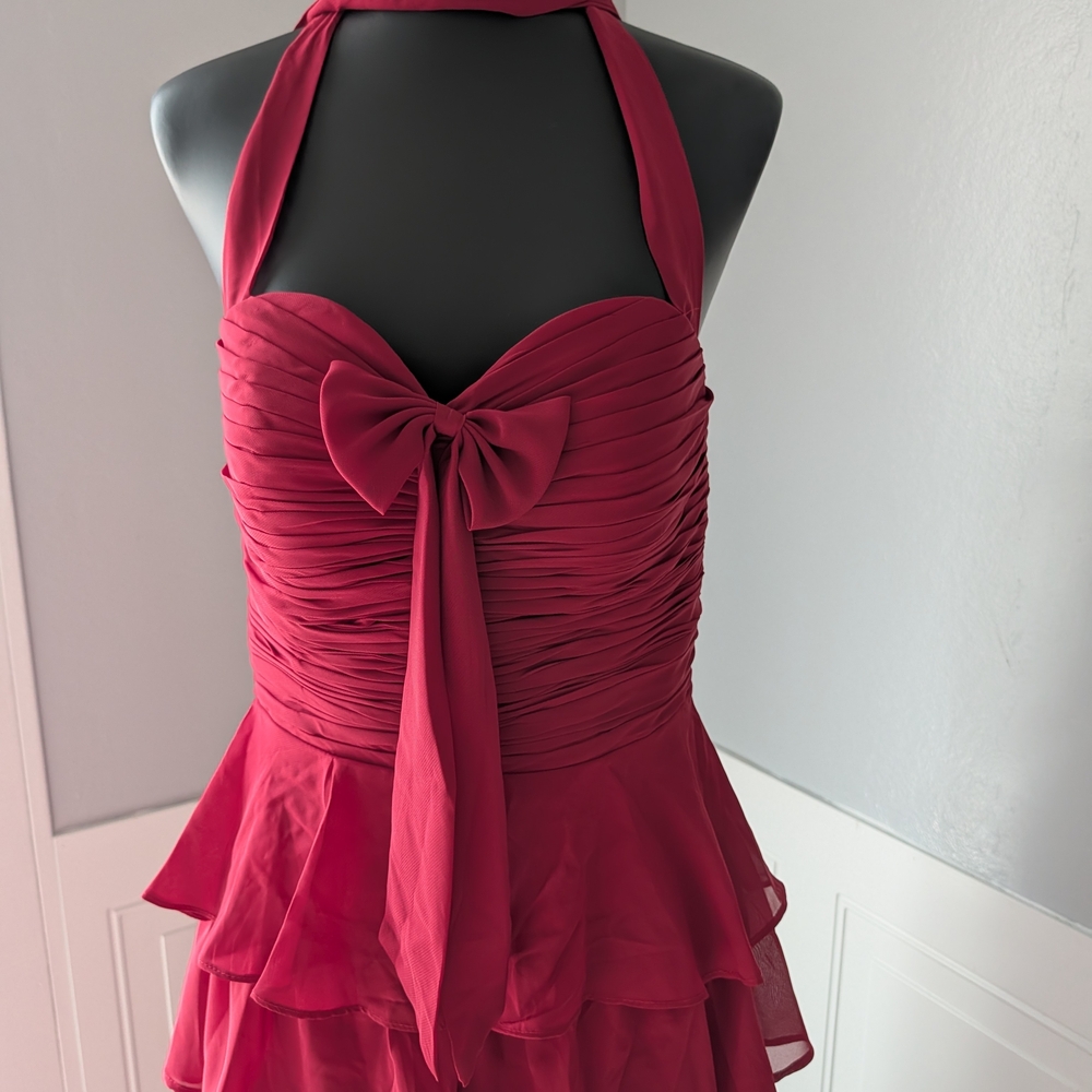 Source Unknown Red Halter Maxi Dress